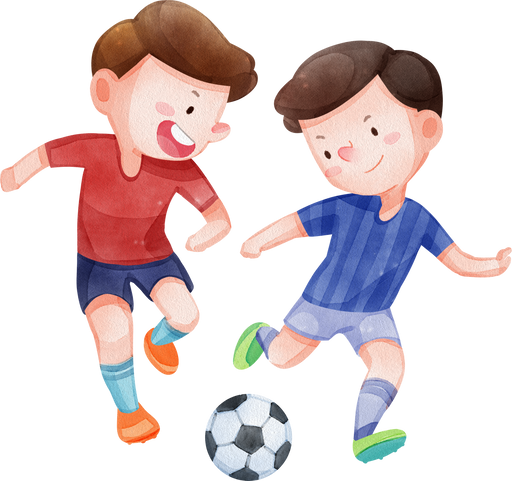 Happy Children Playing Sport Game Concept.Watercolor
