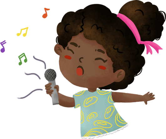 Afro Girl Singing a Song Watercolor Illustration
