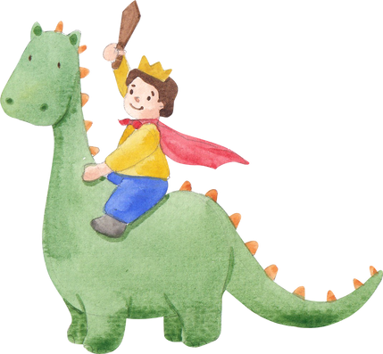 Boy Riding a Dinosaur