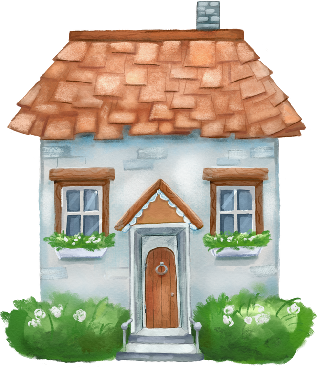 Watercolor cute house