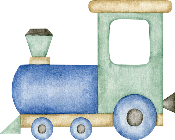 Train toy watercolor illustration